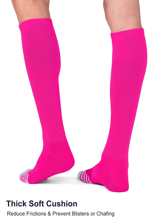 FITRELL 2 Pack Baseball Soccer Softball Socks for Kids Youth Men & Women Over-the-Calf Knee High Football Socks Sports Tube, nfl, Hot Pink, Medium - Image 5